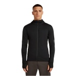 Kurtka polarowa Icebreaker Descender Merino Blend 300 RealFleece z kapturem (wełna merino, oddychająca) czarna męska